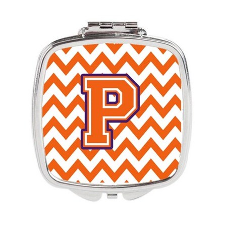 Carolines Treasures Letter P Chevron Orange and Regalia Compact Mirror CJ1062-PSCM